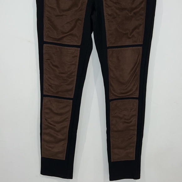 JOSEPH Ribkoff Black Ponte Pants with Colorblock Brown Faux Suede Panels size 8 - Picture 7 of 11